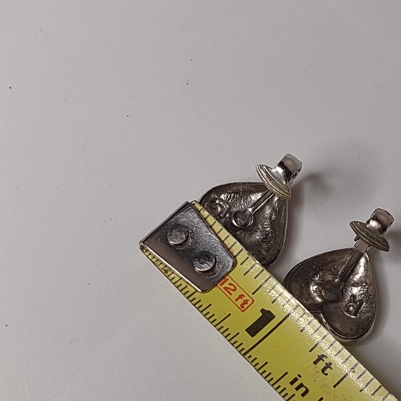 Purple And Silver Tone Vintage Heart Clip On Earrings - Picture 14 of 14